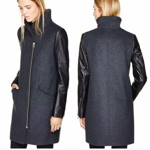 Wilfred Cocoon Wool Coat with leather sleeves